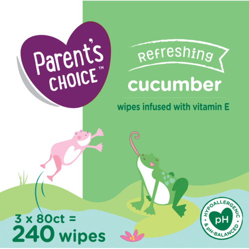 Parent's Choice Baby Wipes, Cucumber, 3 Flip-Top Packs (240 Total Wipes) - Parent's Choice Baby Wipes, Cucumber, 3 Flip-Top Packs (240 Total Wipes)