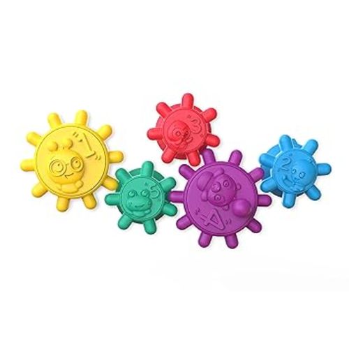 Baby Einstein Gears of Discovery Suction Cup Sensory Toys for Bath, Floor Play, Travel & More, 5pcs Multi-Color, BPA Free, 6 Months+ - Gears of Discovery Suction Cups