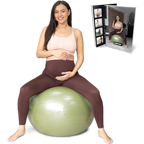 BABYGO® Birthing Ball for Pregnancy & Labor + Our Award Winning Book - Exercise, Birth & Recovery Plan, 5X Stronger Than a Yoga Ball with Eco Friendly Material