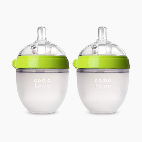 Comotomo Natural Feel Silicone Baby Bottles - Green, 5 Oz, 2