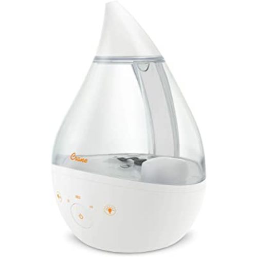 Crane Ultrasonic Humidifiers for Bedroom and Office, 1 Gallon 4-in-1 Cool Mist Air Humidifier for Large Room and Home, Humidifier Filters Optional, Clear & White