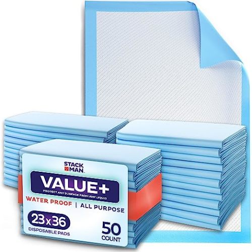 Chucks Pads Disposable [50-Pack] Underpads 23x36 Incontinence Chux Pads Absorbent Fluff Protective Bed Pads, Pee Pads for Babies, Kids, Adults & Elderly | Puppy Pads Large for Training Leak Proof - 23" X 36"