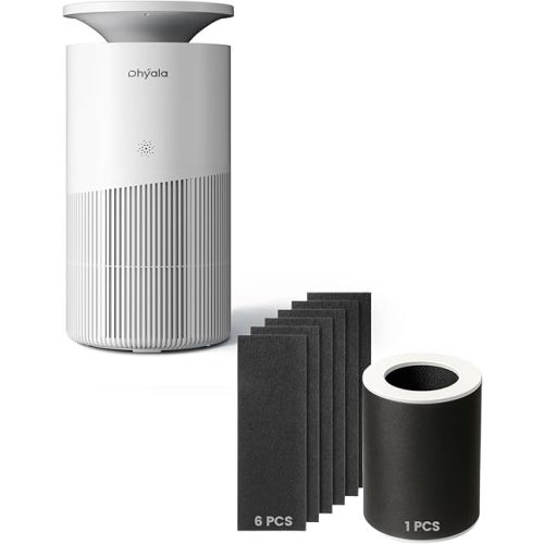 KJ02 Pet Air Purifier + 1 Pack Replacement Filter + 6 Packs Replacement Pre-Filters