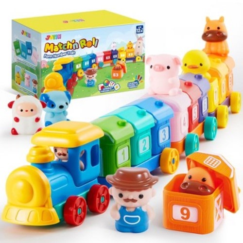 SYNCFUN Learning Toy Counting, Matching & Sorting Montessori Learning Farm Train Christmas Birthday Gift for for Toddlers 1 2 3 Years Old Boys Girls