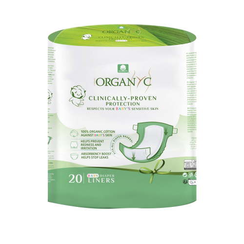 Organyc, Baby Diaper Liner, 20 count, Fits All Brands and Sizes