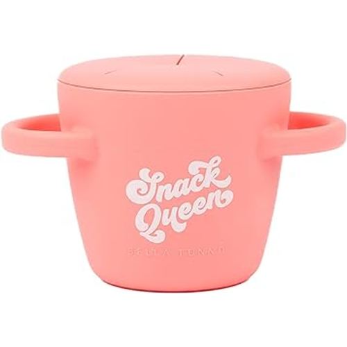 Bella Tunno Happy Snacker – Spill Proof Snack Cups for Toddlers and Babies, Snack Containers Made from Silicone BPA Free, Soft Opening & Removable Lid (Snack Queen)