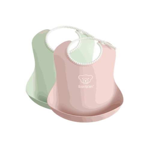 Practical baby bib in soft & comfy plastic, 2-pack | BabyBjörn