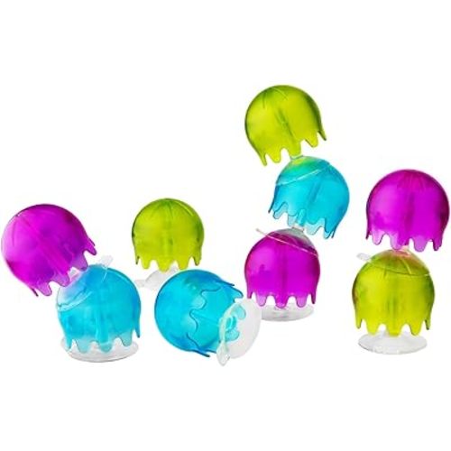 Boon Jellies Suction Cup Bath Toys - Bathtub Baby Sensory Toys - Jellyfish Suction Toys for Bath Time - Multicolored - Baby and Toddler Bath Toys - 9 Count - Ages 12 Months and Up