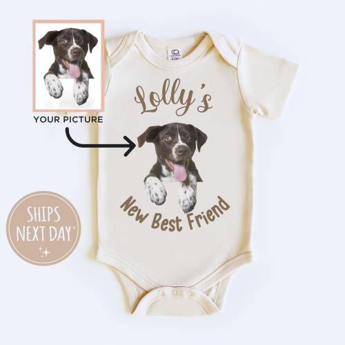 Custom Dog Photo Onesie®, New Best Friend Onesie®, Custom Dog Photo and Name Shirt, Personalized Dog Onesie®, Dog Face Kids Shirt, Dog Lover