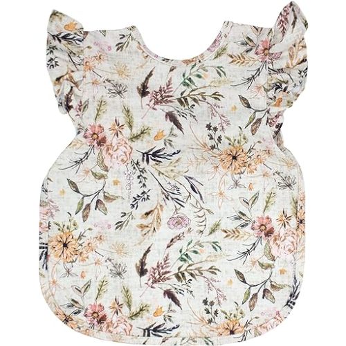 BapronBaby Flutter Delilah Floral Bapron - No Neck Tie Safer Bib for Baby & Toddler - Soft Waterproof Stain Resistant - Machine Washable - Sz Baby/Toddler 6m-3T