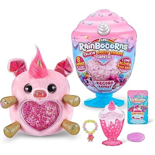 Rainbocorns Jelly Shake Surprise Series 2 Pig by ZURU Cuddle Plush Scented Stuffed Animal, Slime Mix, Talkback Feature and More, Ages 3+ (Pig)