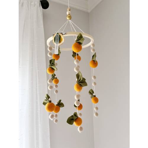 Clementine Baby Mobile: Wool Felt Citrus Nursery Decor