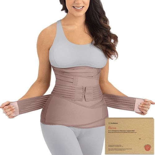 KeaBabies Revive 3 in 1 Postpartum Belly Band, Abdominal Binder Belly Wrap, Post Partum Recovery Waist Binder Shapewear (Dusty Plum, Medium/Large)