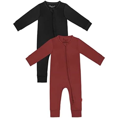 Jimonda Baby Footless Pajamas Rayon of Bamboo Sleepers Unisex Long Sleeve One-Piece Romoer,2-Way Zip Baby Clothes