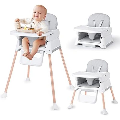 3 in 1 Baby High Chair, Bellababy Adjustable Convertible Chairs for Babies and Toddlers, Compact/Light Weight/Portable/Easy to Clean