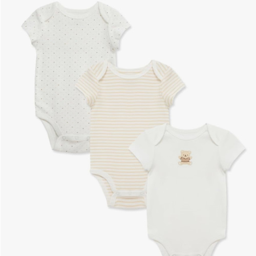 Little Me Clothes for Baby 3-Pack 100% Cotton Scratch Free Tag Bodysuits, Newborn to 9 Months