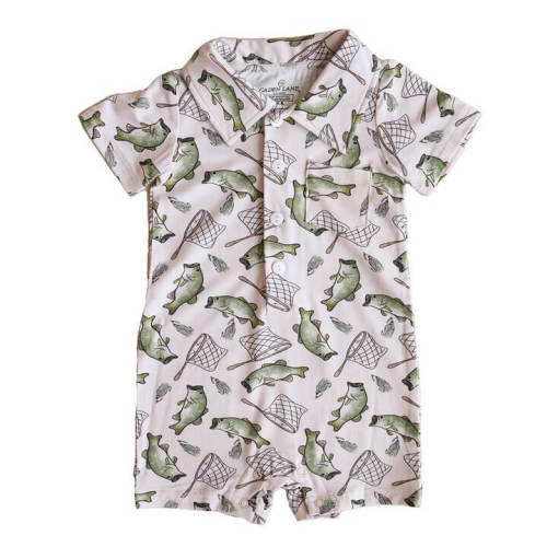 Bass Buddies Button Romper, 6-12m