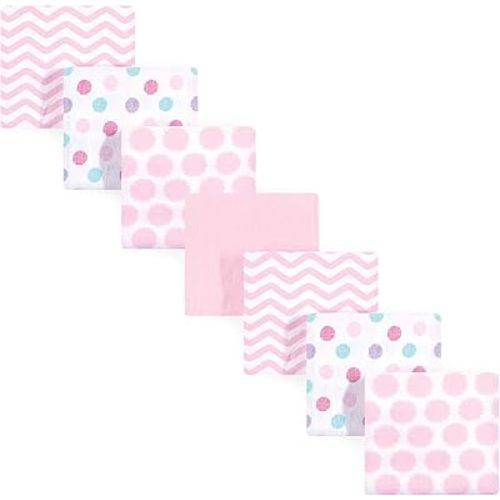 Luvable Friends Unisex Baby Cotton Flannel Receiving Blankets, Pink Dots 7-Pack, One Size