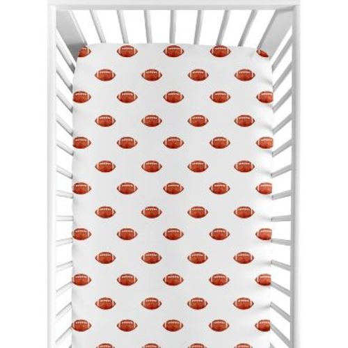 Sweet Jojo Designs Boy Baby Fitted Crib Sheet Football Brown and White