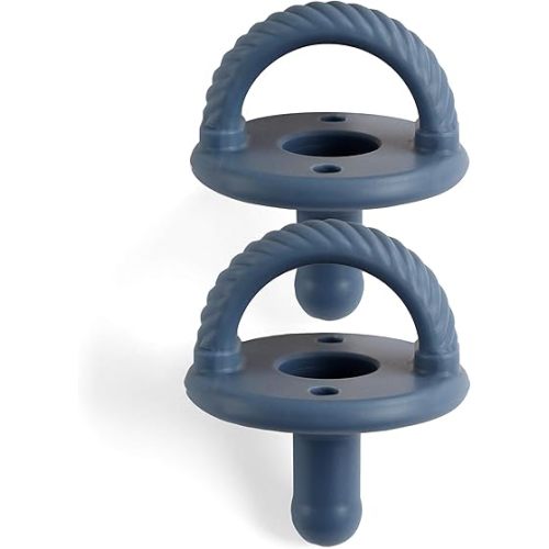 Itzy Ritzy Silicone Pacifiers for Newborn - Sweetie Soother Pacifiers Feature Collapsible Handle & Two Air Holes for Added Safety; For Ages Newborn and Up, Set of 2 in Nautical Navy