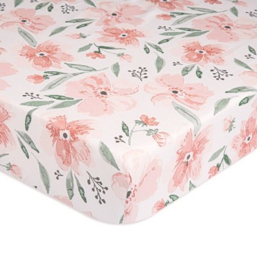 Crane Baby Cotton Sateen Fitted Crib Sheet, Color: Parker Floral