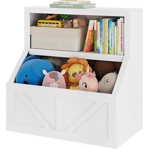 IDEALHOUSE Kids Bookshelf and Toy Storage, Wooden Toddler Bookcase Cabinet with Storage Organizer, Children's Large Cubbies for Playroom Bedroom Nursery Classroom School Kindergarten Daycare
