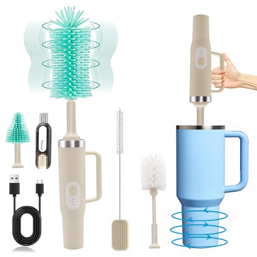 5 in 1 Electric Brush Cleaner Kit Compatible with Stanley, Bottle Brush,Straw Cleaner,Multi-Function Rechargeable with IPX6 Waterproof & Extra-Long Design,for Stanley Cups, Sports Bottles etc