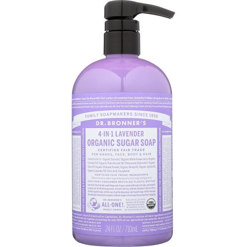 Dr Bronner Organic 4-in-1 Sugar Lavender Pump Liquid Soap, Vegan, Non GMO, 24 Fluid Ounce (Pack Of 1)