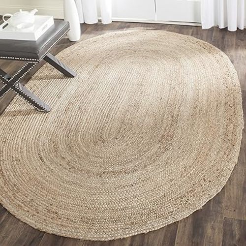 SAFAVIEH Cape Cod Collection Area Rug - 4' x 6' Oval, Natural, Handmade Flat Weave Jute, Ideal for High Traffic Areas in Living Room, Bedroom (CAP252A)