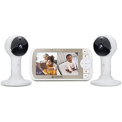 Motorola Baby Monitor VM65-5" WiFi Video Baby Monitor with 2 Cameras HD 1080p, Connects to Smart Phone App, 1000ft Long Range, Two-Way Audio, Remote Pan-Tilt-Zoom, Room Temp, Lullabies, Night Vision