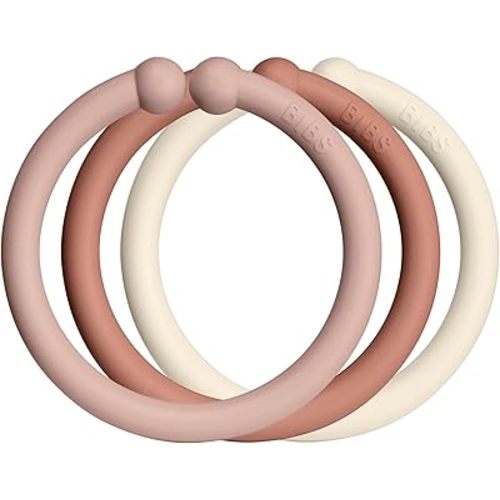 BIBS Loops 12-Pack, BPA Free, Made in Denmark. Polypropylene, Blush/Woodchuck/Ivory