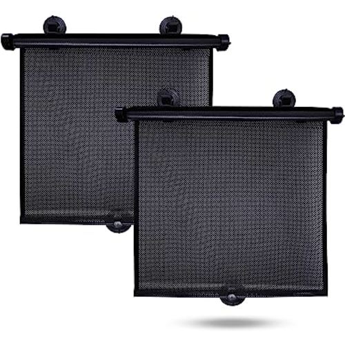 EcoNour Car Side Window Sun Shade (2 Pack) | Retractable Car Roller Sunshade for Kids | Baby Car Window Shades for UV and Sun Glare Protection | Baby Car Travel Accessories (15"x17")