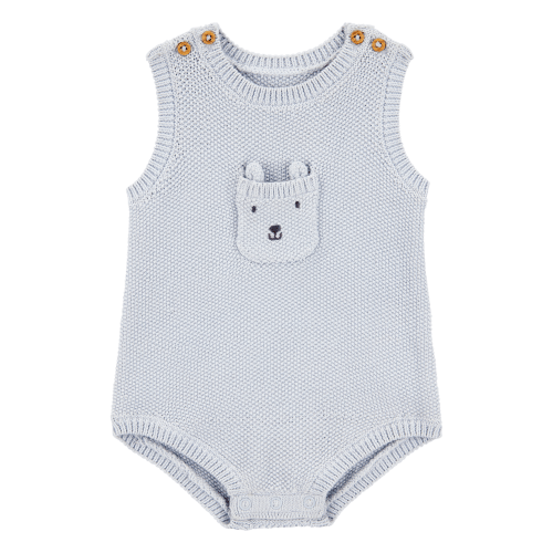 Baby Solid Cotton Romper - Blue