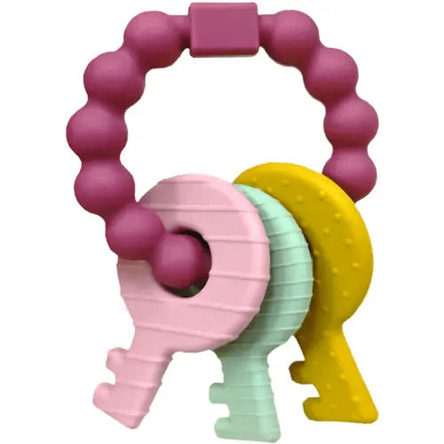 Baby Keys Toy, Teething Keys Toy for Toddlers 3-18 Months,Infants Sensory Silicone Chewable Keys Teether - Soothes Baby Gum Pain,BPA Free (Purple)