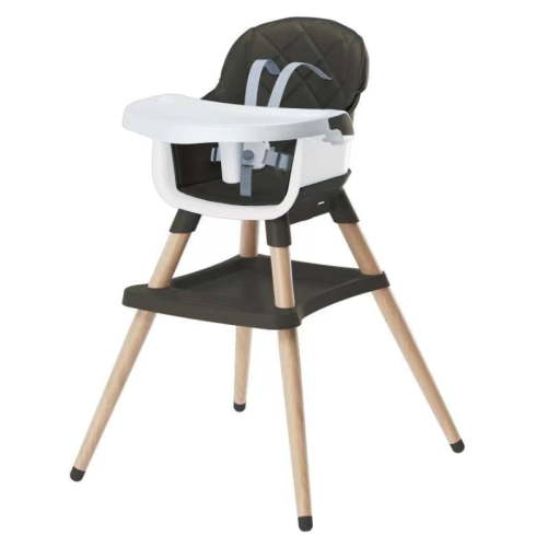 AILEEKISS 7 in 1 Wooden Baby High Chair for Toddler, Infant Feeding Chair with Removable Tray, Black