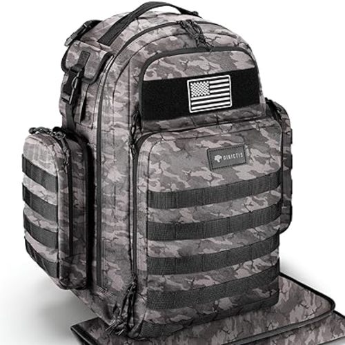 Dinictis Dad Diaper Bag, Mens Diaper Bag Backpack with Diaper Changing Mat, Military Diaper Backpack with Molle Webbing, Waterproof Pouch, Baby Wipes pocket, Insulated Bottle Pockets- Black Camo