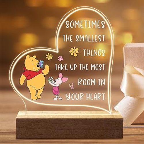 Funny Acrylic Engraved Night Light Gifts for Grandma, Night Lamp with Pooh Bear Cartoon Design, for Birthday Christmas Valentines Day Gift for Friends Sister Son Daughter
