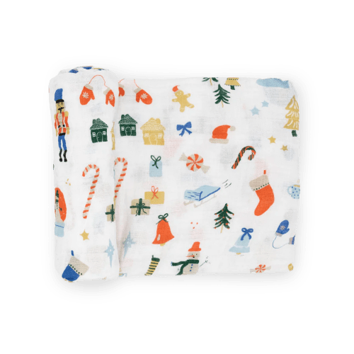 Cotton Muslin Swaddle Blanket - Christmas Time
