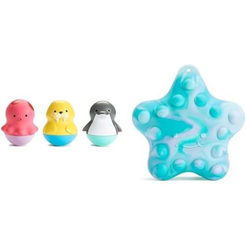 Munchkin® Bath Bobbers Mold Free Baby Bath Toy Set with Octopus/Walrus/Dolphin + Pop SquishTM Popping Starfish Bath Toy