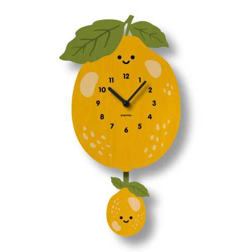 Lemon Pendulum Clock - Kids Room Decor - Nursery Decor - Child's Room - Clock for All Ages - Kitchen Clock - Citrus