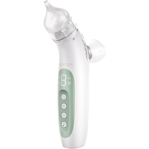 Momcozy Nasal Aspirator for Baby,【Built-in Spray】 SniffEase 2-in-1 Baby Nasal Aspirator with Nasal Spray, 65kPa 4 Suction Levels Electric Nasal Aspirator, Portable with Light & Soothing Music