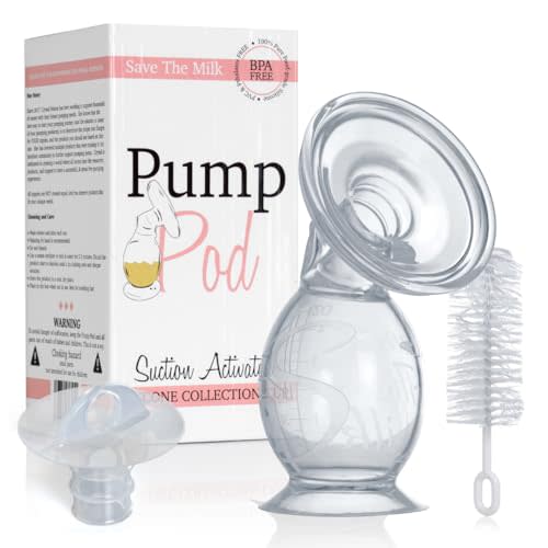 Save The Milk Manual Breastmilk Collector - 4.5oz Pump Pod with Customizable Insert, Base, Plug & Brush, Breast Milk Cup for Efficient Lactation - Breastfeeding