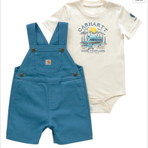 Boys' 2-Piece Short Sleeve Bodysuit & Canvas Shortall Set (Infant) | Full Stock Sale | Carhartt