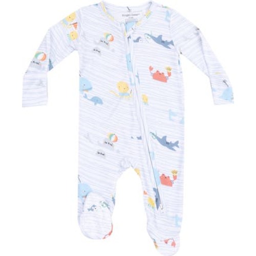 Sea Stripes Zip Footie, 0-3M