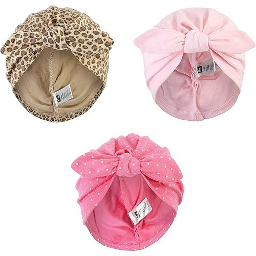 Hudson Baby Infant Girls Turban Cotton Headwraps, 0-24 Months