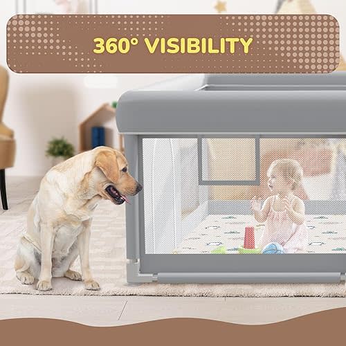 Large Baby Playpen 74"x50" with Mat Play Pens for Babies and Toddlers, Large Play Yards for Indoor & Outdoor with Zipper Gates