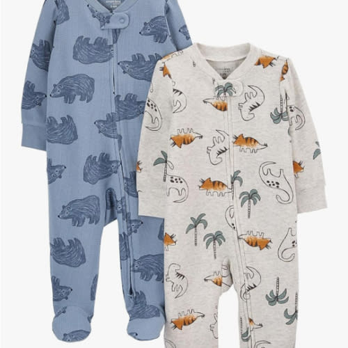 Simple Joys by Carter's Baby Boys' 2-Pack 2-Way Zip Cotton Footed Sleep and Play