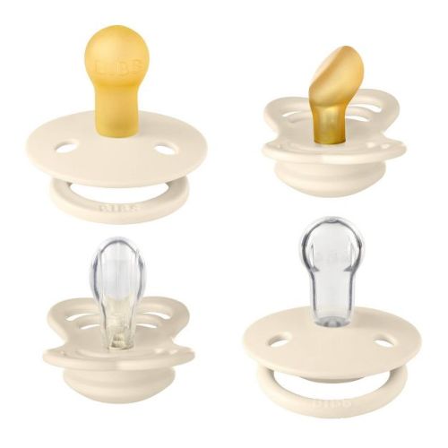 Bibs Try-It Silicone & Latex Pacifier Collection - Ivory - 4pk
