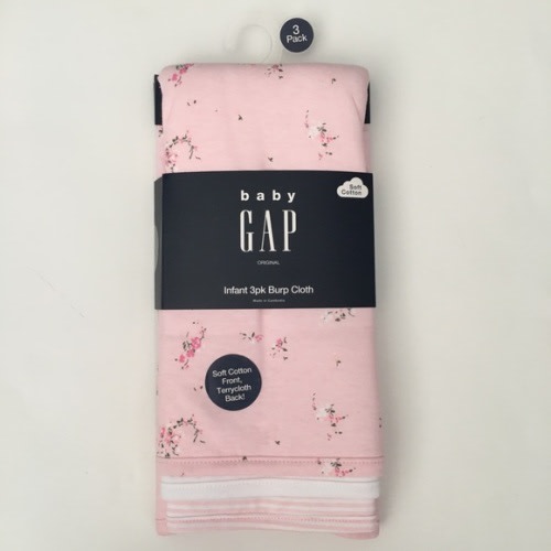 Baby Burp Cloths 3 Soft and Absorbent Pink Floral Stripes White NEW | Baby Gap
