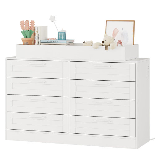 Mercer41 Nursery Changing Dresser with 8 Drawers, Nursery Storage, Baby Dresser for Nursery, Wood Storage Cabinet | Wayfair